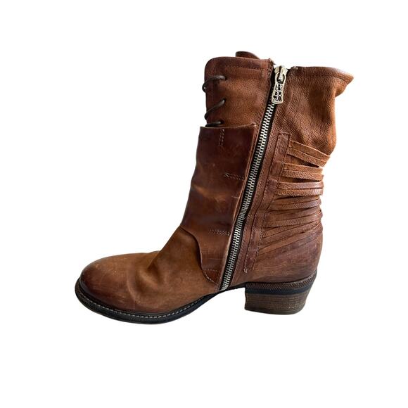 AS98 Chet Katarina Brown Cognac Leather Mid Calf Boot Size EU 41 US 10 - Picture 6 of 11